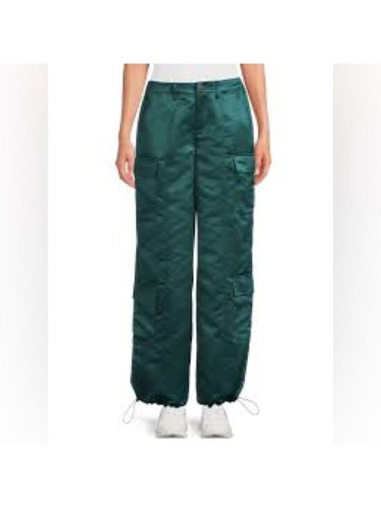 Madden Nyc Pants - Madden NYC Juniors Dark Green Satin Cargo Pants Sz Small